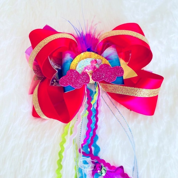 Rainbow Accessories Girls Hair Bow Clip with Colorful Ribbons Handmade NEW - Picture 9 of 9